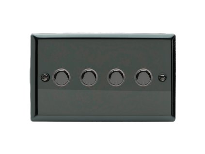 Designový vypínač Tlačítkový vypínač IMPULSE - 4-modulový schodišťový (č.6); jednosměrný (č.1) 6A 1-pólový KLASICKÉ - černé (lesklé) iridium / černé (lesklé) iridium, XIP4