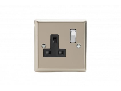 Designová zásuvka Síová zásuvka MAINS SOCKET - 1-modulový 13A 2-pólový britská zásuvka KLASICKÉ - satén / èerná, XN4DB