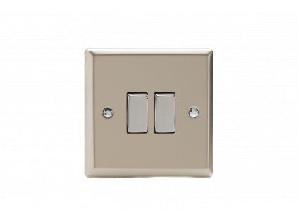 Designový vypínač Kolébkový vypínač ROCKER - 2-modulový schodišťový (č.6); jednosměrný (č.1) 10A 1-pólový KLASICKÉ - satén / chromové kolébky, XN2D