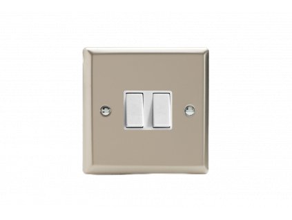 Designový vypínač Kolébkový vypínač ROCKER - 2-modulový křížový (č.7) 10A 1-pólový KLASICKÉ - satén / bílé kolébky, XN2W