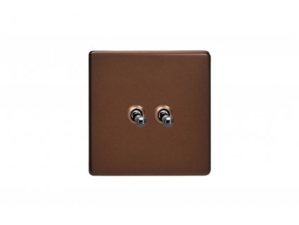 Designový vypínač Páčkový vypínač TOGGLE - 2-modulový schodišťový (č.6) 10A - Bezšroubkový - moka, toggle XDMT2S screwless mocha