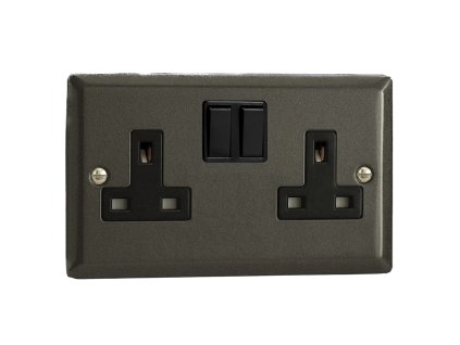 Designová zásuvka Síťová zásuvka MAINS SOCKET - 2-modulový 13A 2-pólový britská zásuvka KLASICKÉ - grafit 21 / černý, XP5B