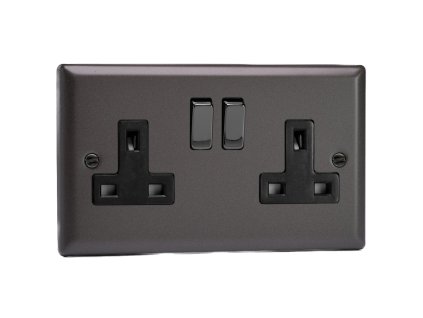 Designová zásuvka Síťová zásuvka MAINS SOCKET - 2-modulový 13A 2-pólový britská zásuvka KLASICKÉ - grafit 21 / černé (lesklé) iridium, XP5DB