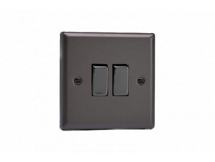 Designový vypínač Kolébkový vypínač ROCKER - 2-modulový schodišťový (č.6); jednosměrný (č.1) 10A 1-pólový KLASICKÉ - grafit 21 / černé (lesklé) iridium, XP2D