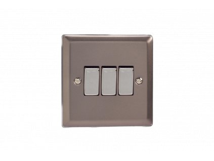 Designový vypínač Kolébkový vypínač ROCKER - 3-modulový schodišťový (č.6); jednosměrný (č.1) 10A 1-pólový KLASICKÉ - cínová / chromové kolébky, XR3D