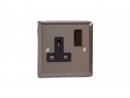 Designová zásuvka Síová zásuvka MAINS SOCKET - 1-modulový 13A 2-pólový britská zásuvka KLASICKÉ - cínová / èerný, XR4B