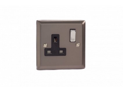 Designová zásuvka Síťová zásuvka MAINS SOCKET - 1-modulový 13A 2-pólový britská zásuvka KLASICKÉ - cínová / černý, XR4DB
