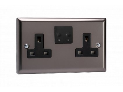 Designová zásuvka Síová zásuvka MAINS SOCKET - 2-modulový 13A 1-pólový britská zásuvka KLASICKÉ - cínová / èerný, XR5TUB