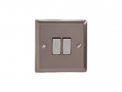 Designový vypínač Kolébkový vypínač ROCKER - 2-modulový schodišťový (č.6); jednosměrný (č.1) 10A 1-pólový KLASICKÉ - cínová / chromové kolébky, XR2D