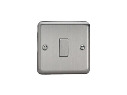 Designový vypínač Kolébkový vypínač ROCKER - 1-modulový schodišťový (č.6); jednosměrný (č.1) 10A 1-pólový KLASICKÉ - matně chromová / ocelová kolébka, XS1D