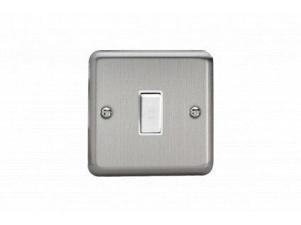Designový vypínaè Kolébkový vypínaè ROCKER - 1-modulový schodiový (è.6); jednosmìrný (è.1) 10A 1-pólový KLASICKÉ - matnì chromová / bílá kolébka, XS1W