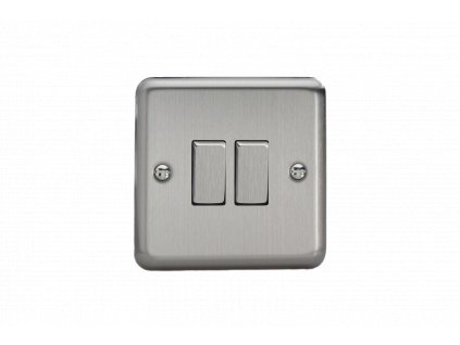 Designový vypínač Kolébkový vypínač ROCKER - 2-modulový schodišťový (č.6); jednosměrný (č.1) 10A 1-pólový KLASICKÉ - matně chromová / ocelové kolébky, XS2D