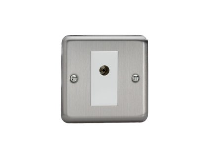 Designová zásuvka Mutimediální zásuvka MEDIA SOCKET - 1-modulový TV/Radio KLASICKÉ - matnì chromová / bílá, XS8ISOW
