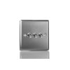 Designový vypínač Páčkový vypínač TOGGLE - 3-modulový schodišťový (č.6); jednosměrný (č.1) 10A 1-pólový KLASICKÉ - kartáčovaná ocel / ocelové páčky, XTT3