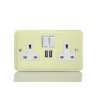 Designová zásuvka Síťová zásuvka MAINS SOCKET - 2-modulový 13A 1-pólový britská zásuvka KLASICKÉ - bílá čokoláda / bílá, XY5U2SW.WC