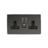 Designová zásuvka Síťová zásuvka MAINS SOCKET - Bezšroubkový - 2-modulový - černé (lesklé) iridium, Síťová zásuvka MAINS SOCKET - Bezšroubkový - 2-modulový - černé (lesklé) iridium