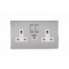 Designová zásuvka Síťová zásuvka MAINS SOCKET - Bezšroubkový - 2-modulový - kartáčovaná ocel, Síťová zásuvka MAINS SOCKET - Bezšroubkový - 2-modulový - kartáčovaná ocel