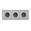 Designová zásuvka Síťová zásuvka MAINS SOCKET - Bezšroubkový - 3-modulový - kartáčovaná ocel, Síťová zásuvka MAINS SOCKET - Bezšroubkový - 3-modulový - kartáčovaná ocel