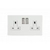 Designová zásuvka Síťová zásuvka MAINS SOCKET - Bezšroubkový - 2-modulový - prémiová bílá, Síťová zásuvka MAINS SOCKET - Bezšroubkový - 2-modulový - prémiová bílá