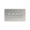Designový vypínaè Tlaèítkový vypínaè IMPULSE - 4-modulový jednosmìrný (è.1) 0-100 W (max 10 LEDs) 0.7A 1-pólový LED s dálkovým V-Pro BEZROUBKOVÉ - letìný chrom / chromová tlaèítka, JDCE104S