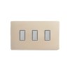 Designový vypínaè Tlaèítkový vypínaè IMPULSE - 3-modulový schodiový (è.6) 1-pólový BEZROUBKOVÉ - satén / chromová tlaèítka, JDNES003S