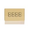 Designový vypínač Tlačítkový vypínač IMPULSE - 4-modulový jednosměrný (č.1) 0-100 W (max 10 LEDs) 0.7A 1-pólový LED s dálkovým V-Pro BEZŠROUBKOVÉ - leštěná mosaz / mosazná tlačítka, JDVE104S