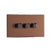 Luxusní stmívaè Rotaèní stmívaè DIMMER - 3-modulový - BEZROUBKOVÉ - Kartáèovaný bronz, NOIMG