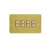 Designový vypínač Tlačítkový vypínač IMPULSE - 4-modulový jednosměrný (č.1) 0-100 W (max 10 LEDs) 0.7A 1-pólový LED s dálkovým V-Pro ULTRAPLOCHÉ - kartáčovaná mosaz / mosazná tlačítka, JFBE104