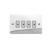 Designový vypínaè Tlaèítkový vypínaè IMPULSE - 4-modulový jednosmìrný (è.1) 0-100 W (max 10 LEDs) 0.7A 1-pólový LED s dálkovým V-Pro ULTRAPLOCHÉ - letìný chrom / chromová tlaèítka, JFCE104