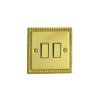 Designový vypínač Tlačítkový vypínač IMPULSE - 2-modulový schodišťový (č.6) 1-pólový KLASICKÉ - leštěná mosaz / mosazná tlačítka, JGES002