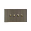 Designový vypínač Páčkový vypínač TOGGLE - 4-modulový schodišťový (č.6); jednosměrný (č.1) 10A 1-pólový BEZŠROUBKOVÉ - starožitná mosaz / mosaz, XDYT9S.AB