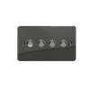 Designový vypínač Tlačítkový vypínač IMPULSE - 4-modulový schodišťový (č.6); jednosměrný (č.1) 6A 1-pólový ULTRAPLOCHÉ - černé (lesklé) iridium / černé (lesklé) iridium, XFIP4