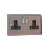 Designová zásuvka Síťová zásuvka MAINS SOCKET - 2-modulový 13A 2-pólový britská zásuvka KLASICKÉ - cínová / černá, XR5DB