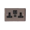 Designová zásuvka Síťová zásuvka MAINS SOCKET - 2-modulový 13A 1-pólový britská zásuvka KLASICKÉ - cínová / černý, XR5U2SB