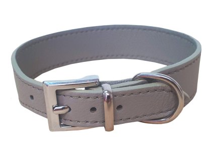 Kožený obojek SETA - Šedá (varianta 23mm x 34cm /25-30/)