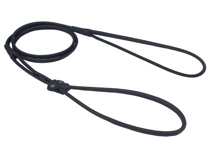 Předváděcí vodítko z šité kulaté kůže - Černá (varianta 5mm x 140cm)