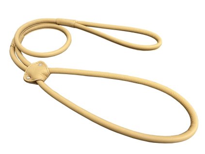 Předváděcí vodítko z šité kulaté kůže - Béžová (varianta 7mm x 120cm)