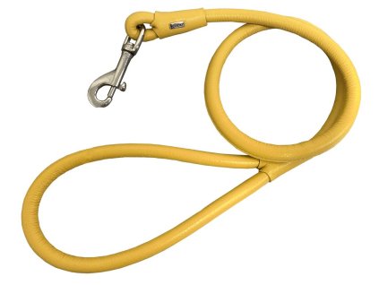 Kulaté kožené vodítko EXCLUSIVE - Žlutá (varianta 12mm x 100cm)