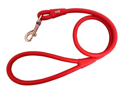 Kulaté kožené vodítko EXCLUSIVE - Červená (varianta 12mm x 100cm)