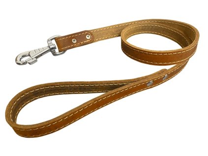 Kožené vodítko z mastné kůže, obšité - Přírodní (varianta Přírodní - 22mm x 100cm 07202)