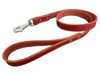 Kožené vodítko z mastné kůže, obšité - Červená (varianta Červená - 22mm x 100cm 07202)