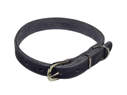 Obojek z mastné kůže, ZUBR - Šedá (varianta Šedá - 12mm x 32cm /20-28/ 14100Z)