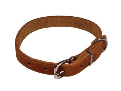 Obojek z mastné kůže, ZUBR - Koňak (varianta Koňak - 25mm x 60cm /43-56/ 14106Z)