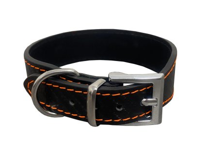 Kožený obojek CARBON, rozšířený - Oranžová (varianta Oranžová - 28mm x 38cm /29-34/ 04136)