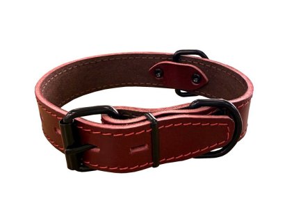 Obojek HERRY, obšitý, černé kování - Bordó (varianta Bordó - 35mm x 55cm /40-50/ 07101AB)