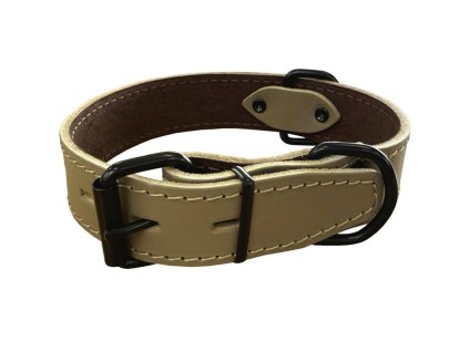 Obojek HERRY, obšitý, černé kování - Šedá (varianta Šedá - 35mm x 55cm /40-50/ 07101AB)