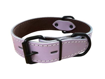 Obojek HERRY, obšitý, černé kování - Fialová (varianta Fialová - 40mm x 60cm /45-55/ 07102AB)