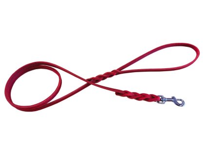 Vodítko mastná kůže VIPET, zapletené - Červená (varianta Červená - 8mm x 120cm 00201V)