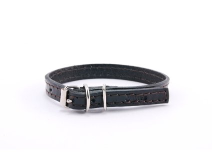 Kožený obojek STUBBY mini | černý (Šířka 1 cm, Obvod krku 17 - 22 cm)