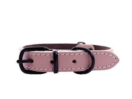 Kožený obojek ARGUS, černé kování - Růžová (varianta 20mm x 40cm /29-36/)